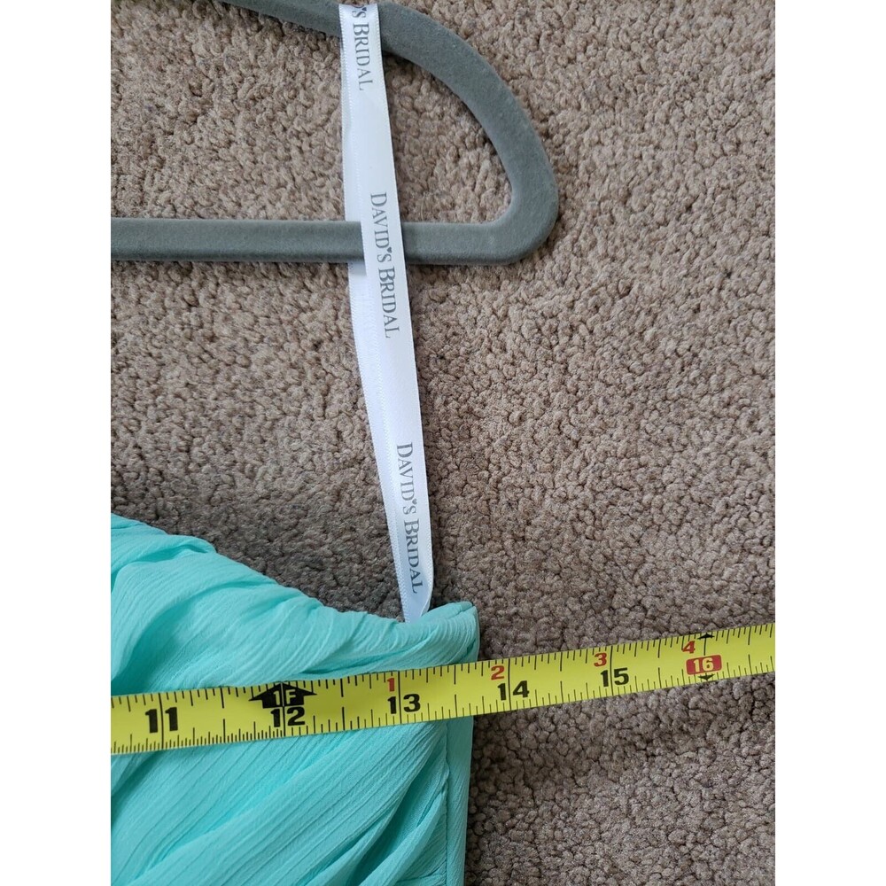 David's Bridal Short Crinkle Chiffon Dress with Front Cascade Strapless Size 8 - Picture 11 of 11